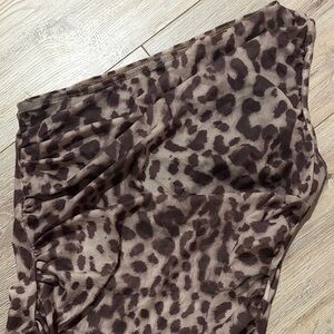 Leopard Print Sheer Scarf